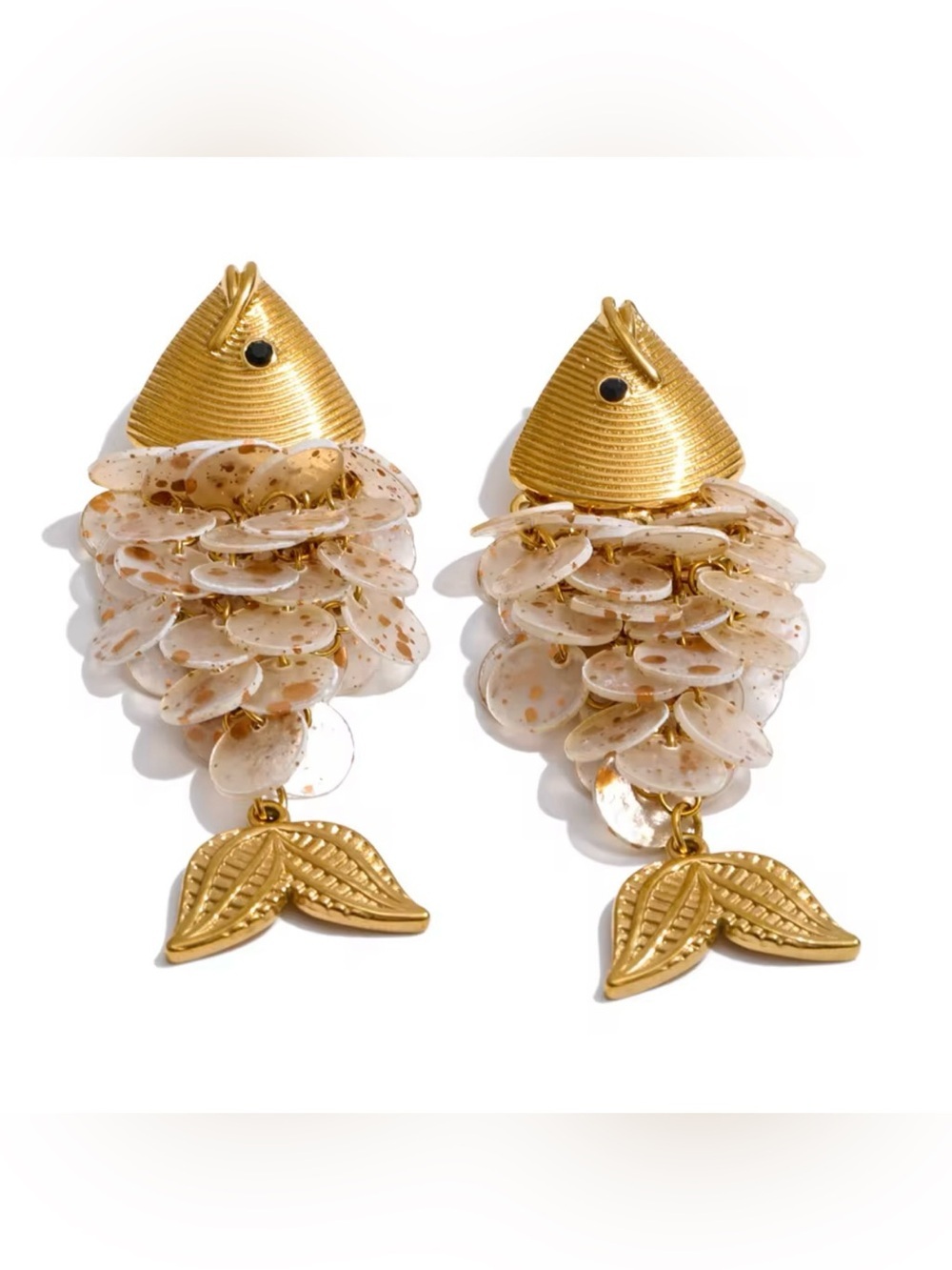 Gold Mermaid Tail Statement Necklace – PVD Gold Plated Stainless Steel - Picture 4 of 5